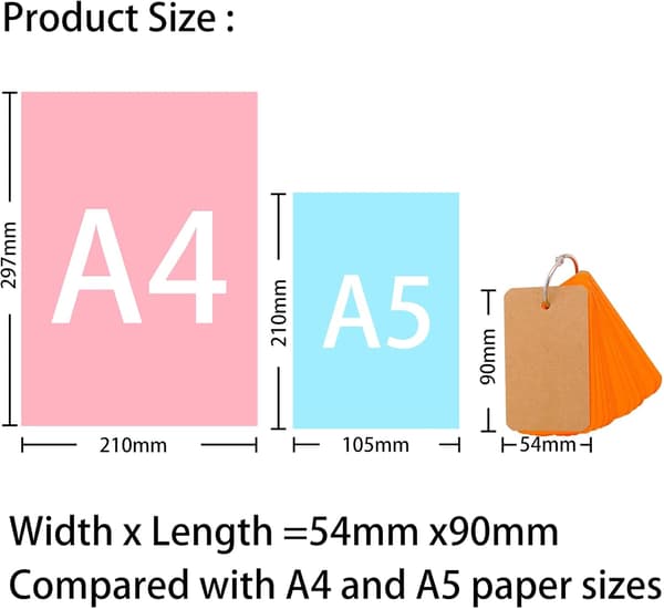Flashcards, 6-pack 300 Repetition Cards Index Cards Mini Notepad Blank Flashcards Study Cards on Ring