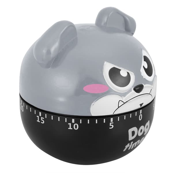 Mechanical Kitchen Timer Cute Dog Manual Counter for Home Cooking Reminder Tool (Grey)