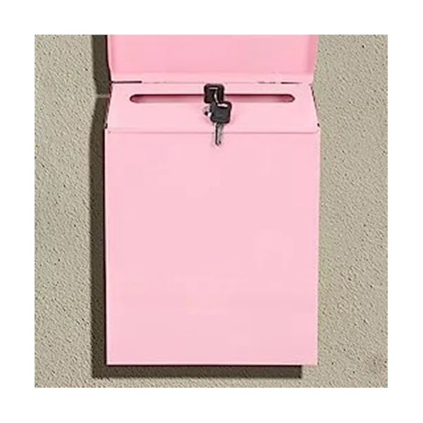 Wall-mounted mailbox with lock, wall-mounted post box, rural mailbox with key, suitable for H Pink
