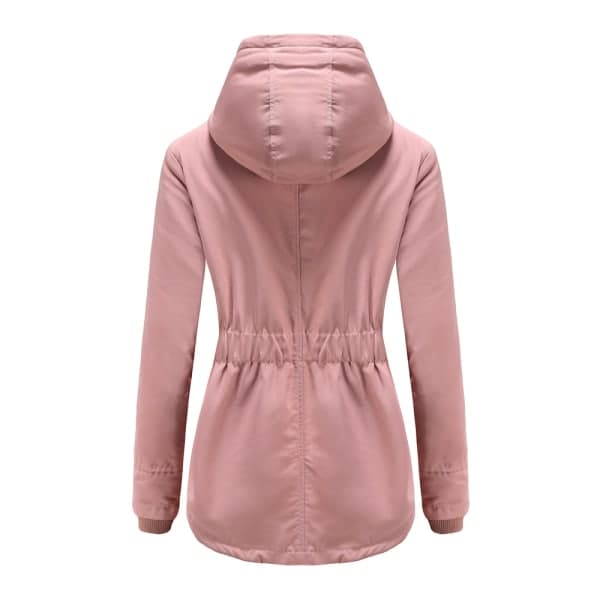 Varm vinterjacka med Sherpa-foder för kvinnor, tjock parkas med huva Rosa 2XL Pink 2XL