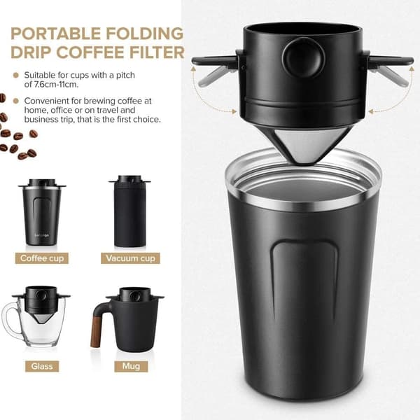 Filterholder i rustfrit stål til manuel brygning, permanent kaffefilter, bærbar, høj præcision, 304 rustfrit stål