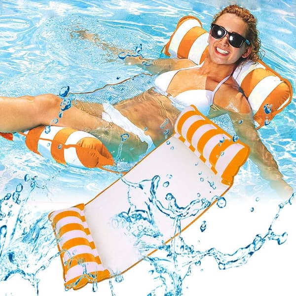 Inflatable Pool Float Chair, Large Buoyancy Water Hammock For Pool, Fixed Intranet Safe, 4 In 1 Multipurpose, Perfect For Pool Parties And