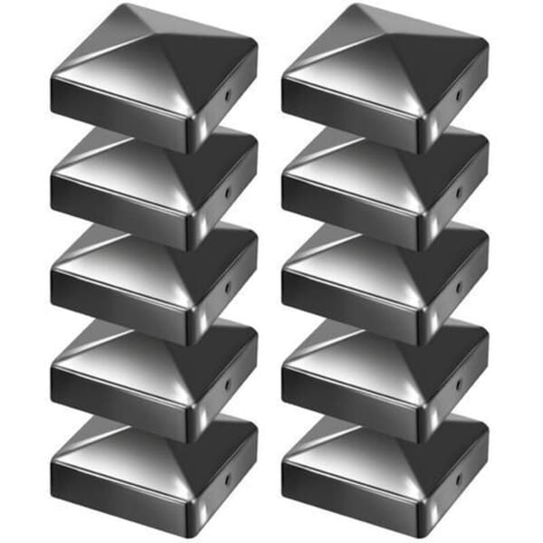 10x Pyramide Stolpehette Kraftige Gjerdehetter Svart 91mm
