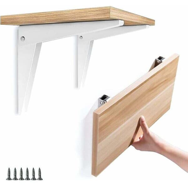 Fällbar väggkonsol 2 st, hyllkonsol hyllkonsoler fällbar fällbar konsol metallstöd garage fällbar konsol DIY hyllor, vit 8\"/200
