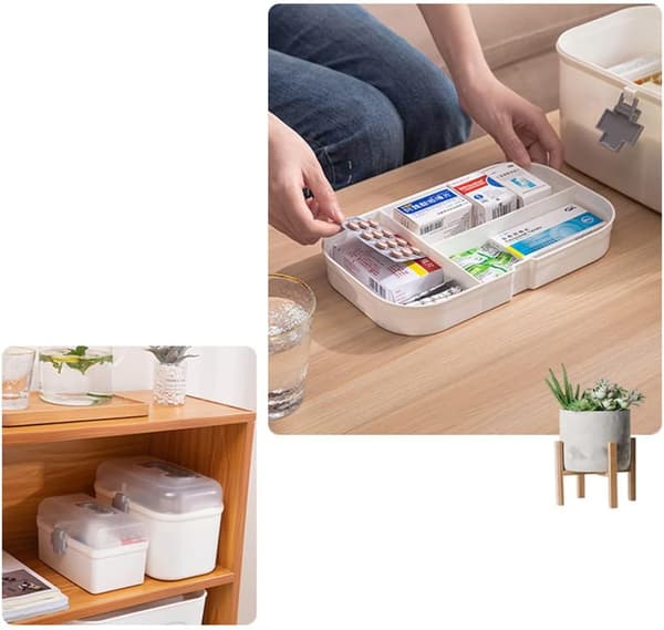 Medicine Box, First Aid, Emergency Medical Storage, Large Capacity, Medicine Storage Container with Lid S S