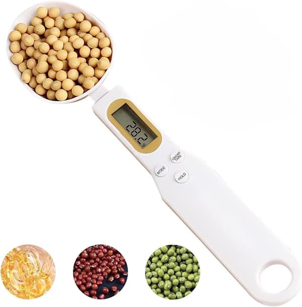 Electronic Measuring Spoon, Digital Scale Spoon, Kitchen Electronic Scale Spoon with LCD Display for Cooking, Baking, Flour, Spices, Medicine white white