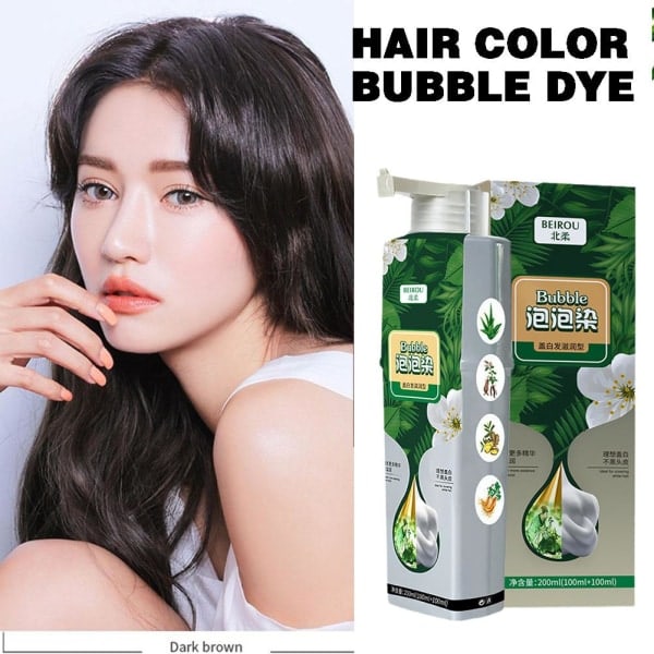 TG 2023 Nytt hyra växtextrakt för grått hårfärg Bubble Dye Bubbl svart brun 200ml
