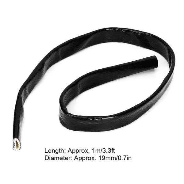 AN12 Black Fireproof Sleeve Braid Heat Shield 3/4 x 3.3ft ID 0.7in Fuel Hose Protector