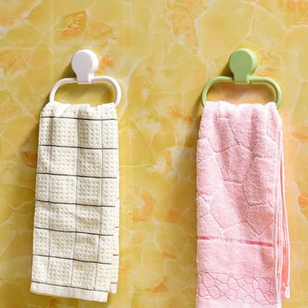 Self-Adhesive Towel Holder for Bathroom, 2 Pieces, Wall Mount, No Drilling, White