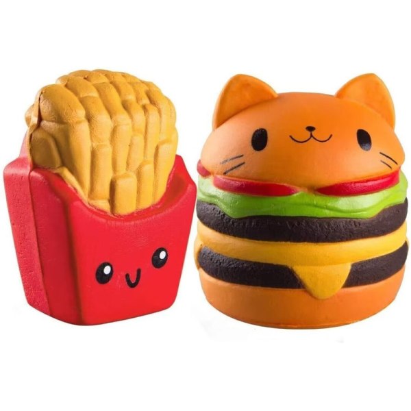 2-Pack Slow Rebound Toy Burger , Slow Rise, Pinch Fries, Toy