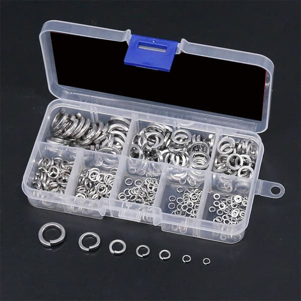 Single Spring Washer, 304 Stainless Steel Single Spring Washer Assortment Set (410 Pieces, 8 Sizes)