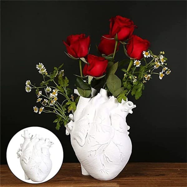 Hjerteformet vase, kreativ anatomisk hjerteformet blomsterpotte skrivebordsdekoration