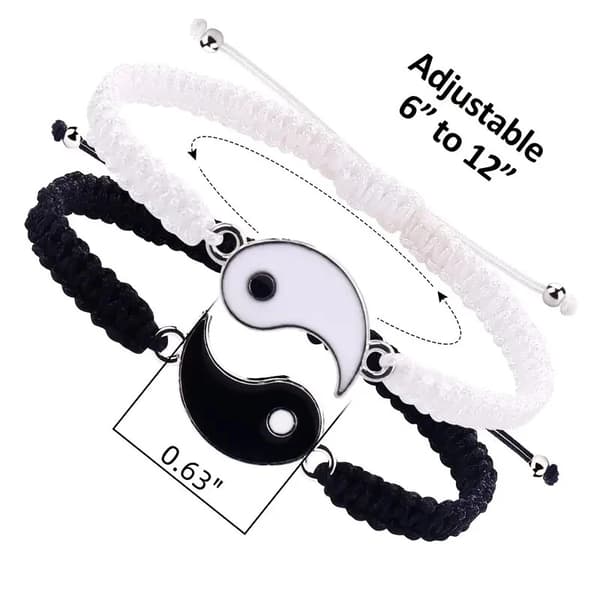 2-pack Bästa Vän-armband – Matchande Yin Yang Justerbar BFF-present