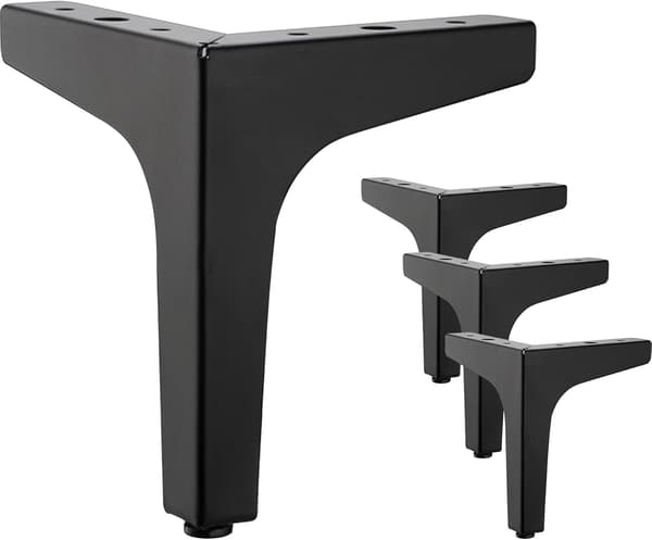 4-pak 10 cm sorte metalmøbelben - til skabe, sofa, sofabord