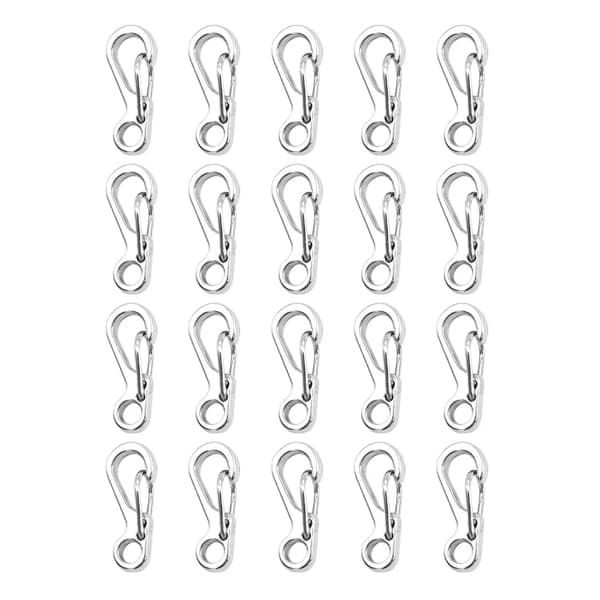 Small Carabiner Mini Snap Hook Aluminium Spring Link Keychain Durable Improved for Camping, Fishing, (Silver)