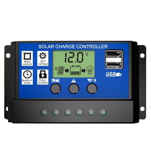 30A Solpanelstyring HD LCD Batteriopladningsstyring Intelligent Styring