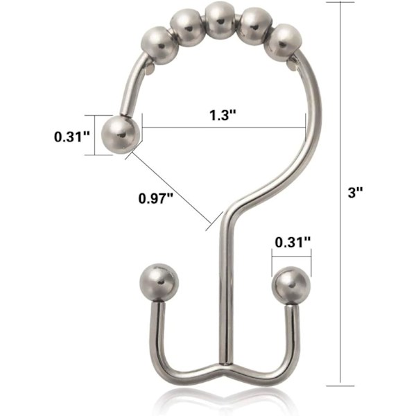 Duschdraperikrokar Rostfria Duschdraperiringar Metall D