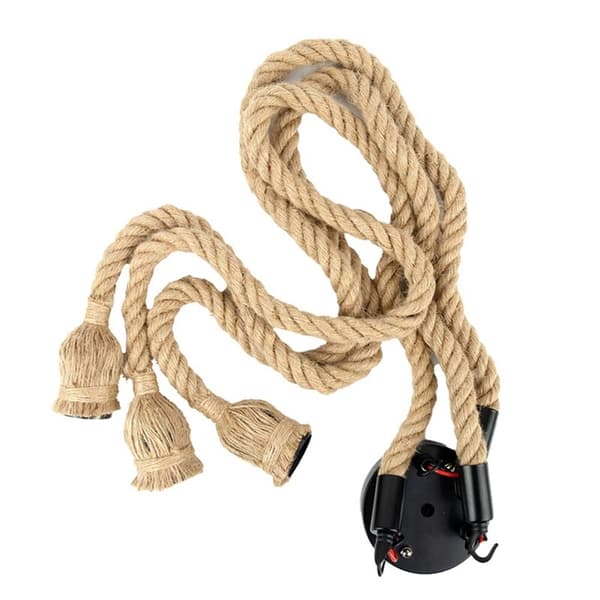 1M Industrial Chandelier E27 3 Heads LED Retro Rope Ceiling Lamp Without Bulb Living Room Kitchen Ceiling