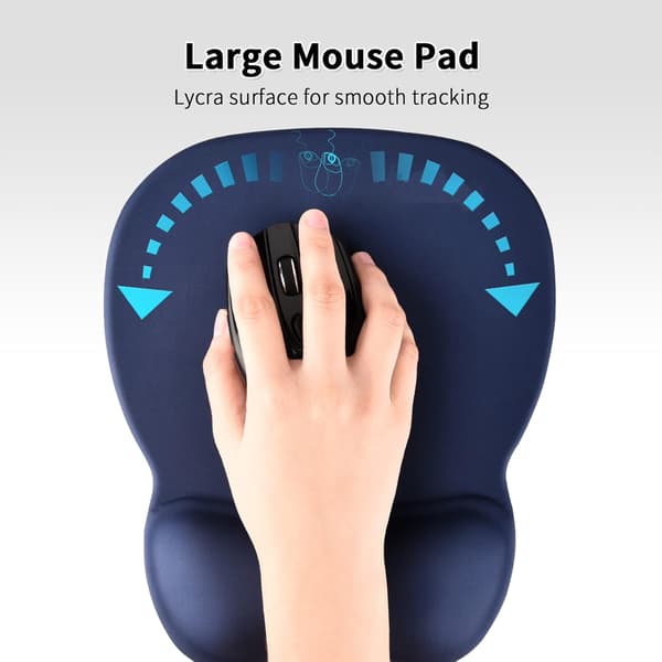 Marineblå musematte med ergonomisk håndleddsstøtte, 4 mm minneskum P
