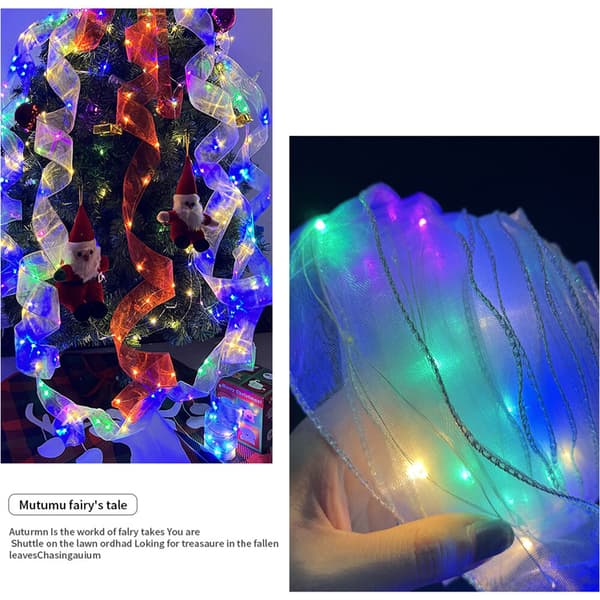 1M Lantern String Mesh Christmas Tree Ribbon Hanging Net Christmas Tree