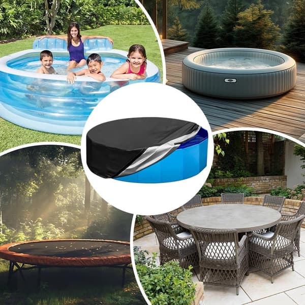 Poolskydd - Runt poolskydd - 160 * 30 cm - Poolskydd med dragsko - Poolskydd - Vattentätt Oxford poolskydd - För