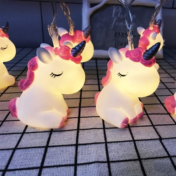Enhörningsform 10 LED Fairy Ljusslinga Batteridriven Nattlampa för Halloween Jul Thanksgiving Träddekoration Hem Party Dekoration