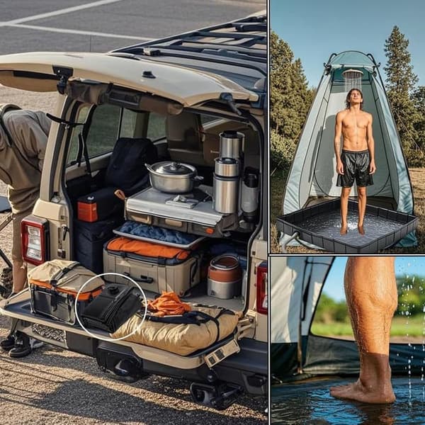 Bärbar hopfällbar duschbas för camping - Perfekt för utomhusdusch, duschtält, camping, husbil, husdjursbad
