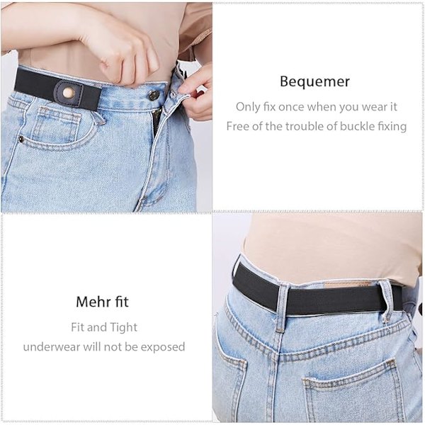 Elastisk Bælte til Kvinder, Bælte Uden Spænde Usynligt Bælte til Jeans