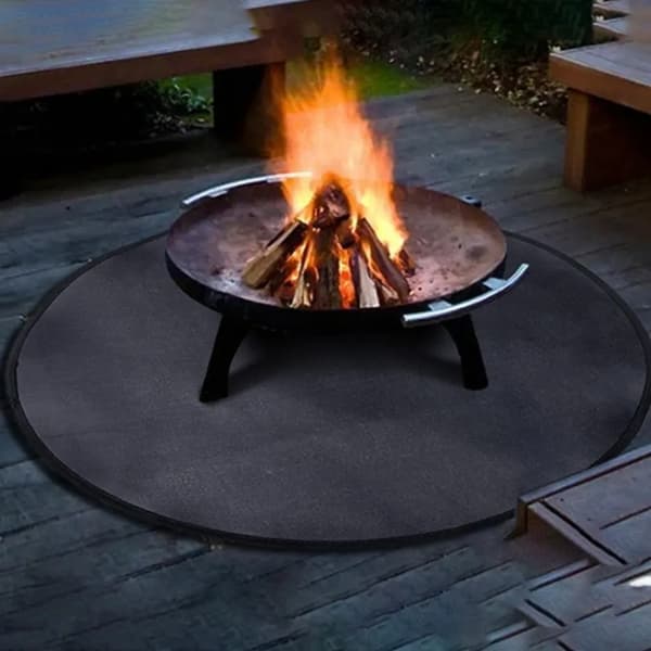 36 inch Grill Mats Grill Protector Mat Fire Pit Mat Fireproof Mat Fireproof Pad Flame Retardant Grill Accessories Black