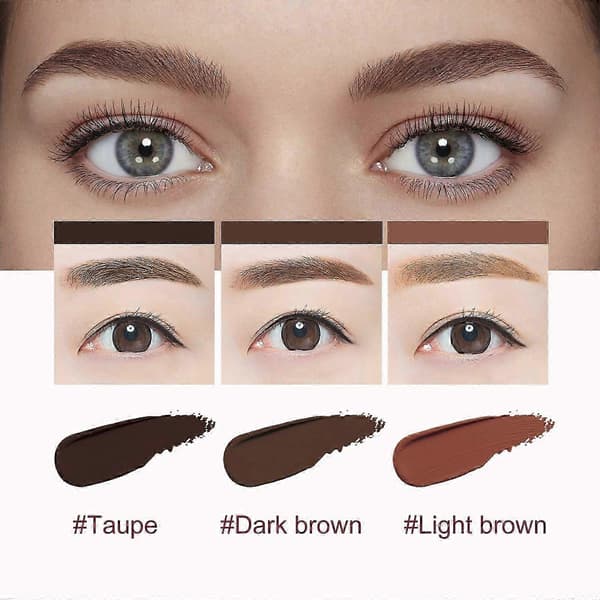 3-in-1 Waterproof Eyebrow Brush Set Long-lasting, Natural Finish Eyebrow Cream with Double-sided Fine & Angled Brushes for Perfect Brows