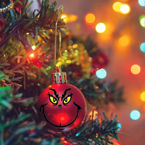 10 stk. juleklistremerker, Grinch-klistremerker til jul, DIY ansiktsklistremerker til julekuler - MXBC