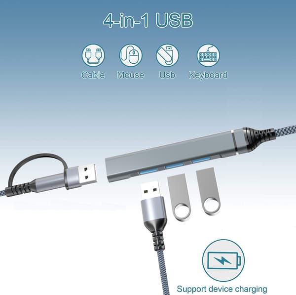 Typ C Laptop Konverterdocka, en till fyra Splitter USB 3.0-hubb