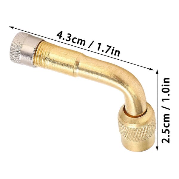 Brass Air Tire Extension Schrader Valve Adapter for Motorcycle, Bicycle and Scooter - 90 Degree Bend (Quantity: 1)