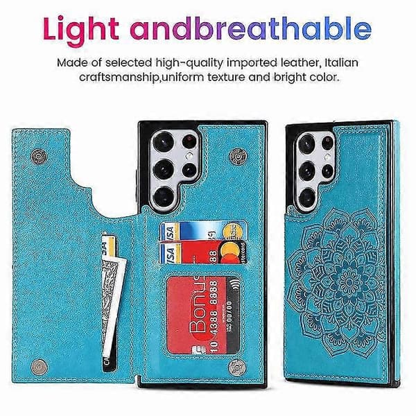 Wallet Case Compatible with Samsung Galaxy S23 Ultra, Embossed Mandala Flower PU Leather Case with Card Slots