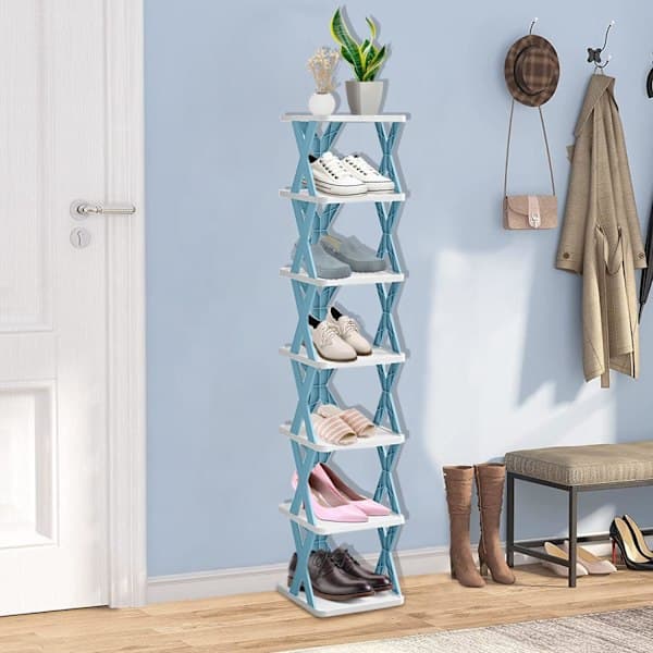 1 pc Shoe Rack, Shoe Storage, Slim Shoe Rack, Removable X-shaped Shoe Rack, Multi-layer Shoe Rack Blue 7 7