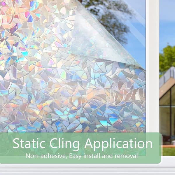 Static Rainbow Window Film, 3D PVC Privacy Protection, 50cm x 3m, for Office & Home