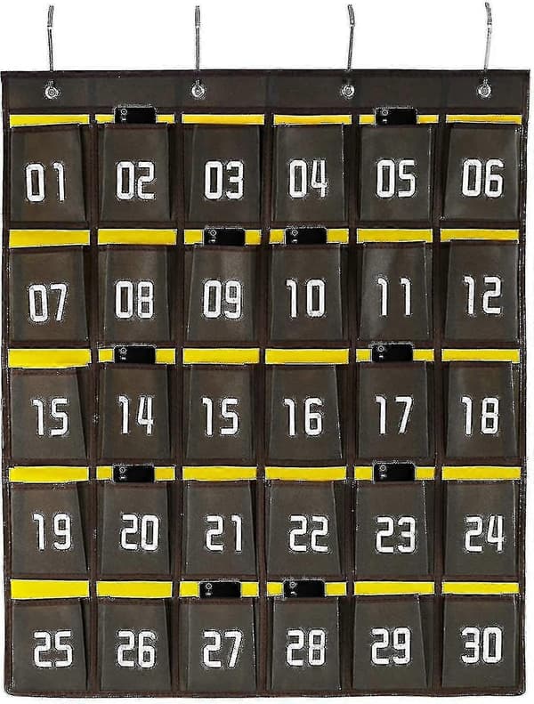 Numbered Classroom Storage Pocket, Cell Phone Holder, Wall Mounted Door Hanging Organizer - Ya