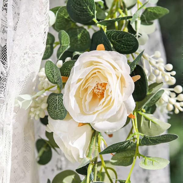 2-pakning Eukalyptusgirlander med Champagne, Grønn girlander Storpakke Kunstig Silkeblomst Eukalyptus