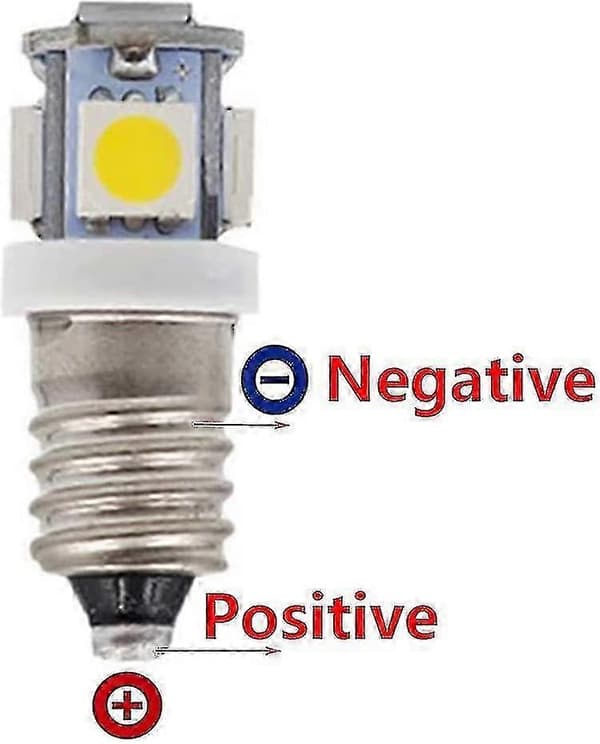 10-pak E10 9V Koldhvid 5smd 5W LED-pærer (Koldhvid, 9V)