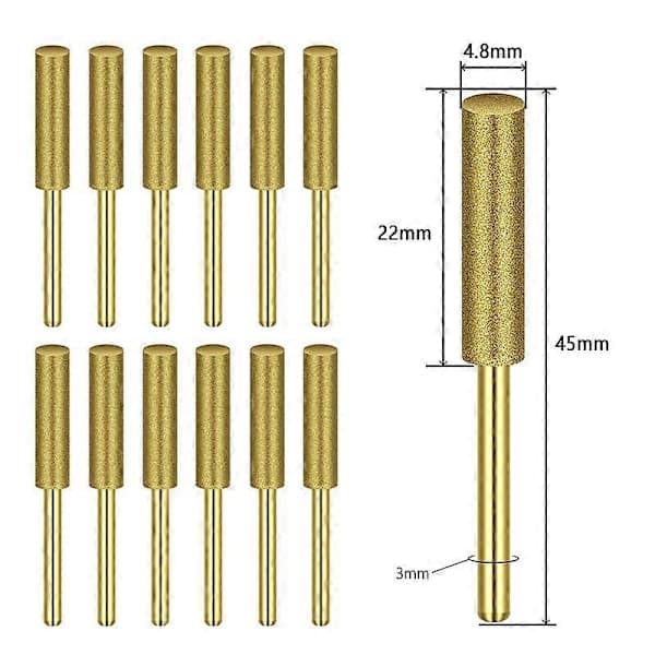 12× Diamond Chainsaw Sharpening Burrs Chainsaw Drill for Dremel Jaf 4.8 mm 4.8mm