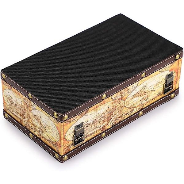 Retro Tissue Box Holder, Tissue Organizer Rektangulær Træ + PU Tissue Box Cover (Gul Kort)