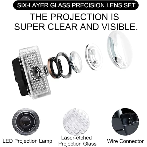 4 stk Tesla Bildørslampe, LED Bildørlogolys, Bildørprojektor for Tesla Model 3, Model S, Model X, Model Y