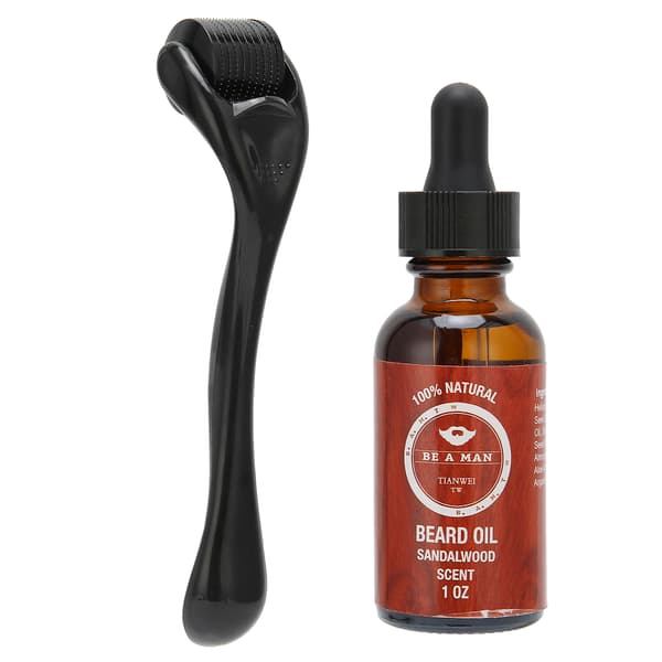 540 Microneedle Roller Beard Oil Set Natural Beard Moustache Growth Oil Roller Kit (30ml)