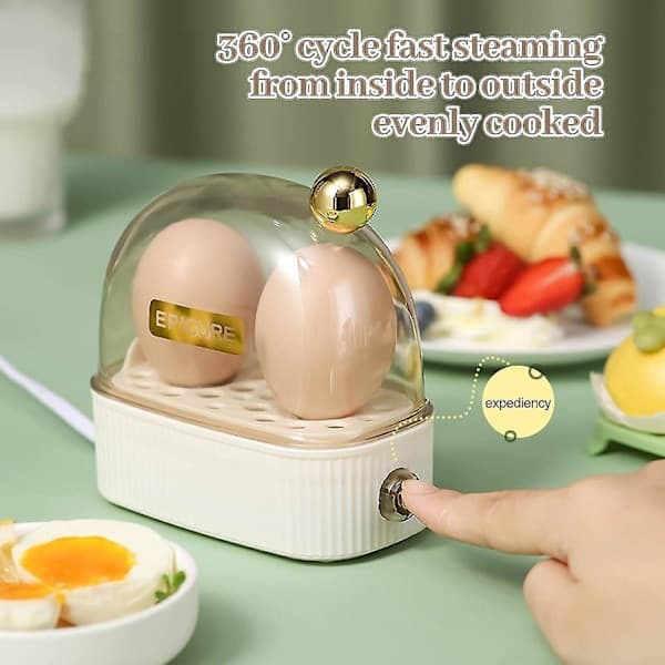 Egg Cooker 2 Eggs, Compact Electric Egg Cooker, Best Egg Cooker Cooks All Three Cooking Levels - Loose, Medium, Hard