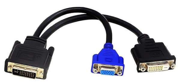 DVI-I(24+5) Han til DVI-D(24+1) og VGA (HD15) Hun