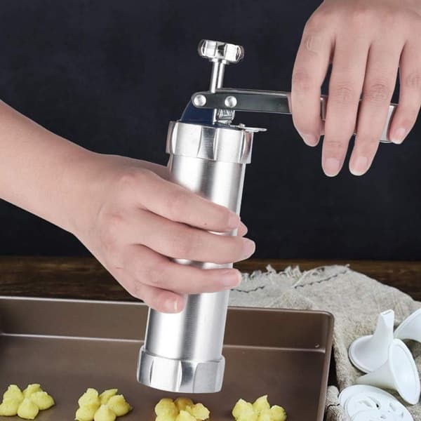 Kyrieval Biscuit Press Cookie Press Rustfrit Stål Bagepresse med 20