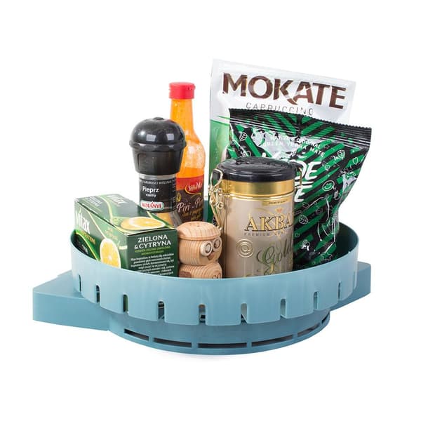 Maximize storage space with this rotating corner shelf! Blå blue