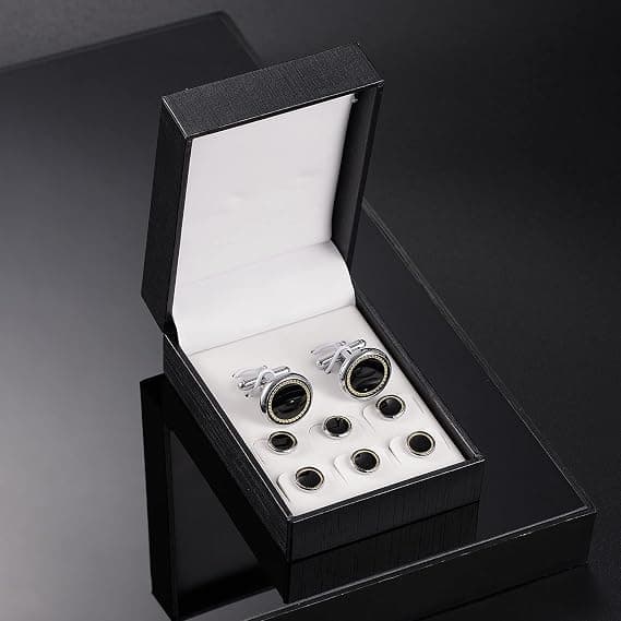 Mansjettknapper og smokingknapper for menn (1 par mansjettknapper og 3 par smokingknapper)