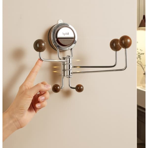 Suction Cup Swivel Hook - 5-Arm Stainless Steel Hook for Bathroom, Hallway, and Kitchen, 180° Rotatable, Drill-Free and Space-Saving