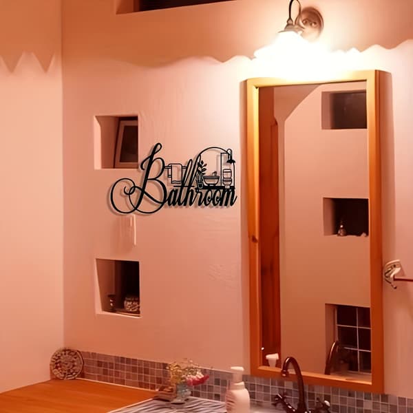 Black Iron Bathroom Sign Wall Decor - Creative Hanging Ornament